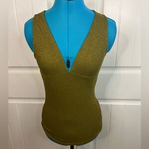 We the Free Free People Olive Green Women's V-Neck Tank size Small